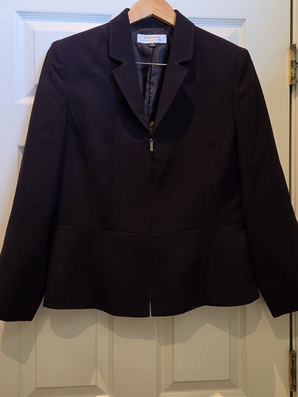 Tahari Dark Plum Zip-Front Peplum-Style Blazer And Skirt (Women's Matching Suit)